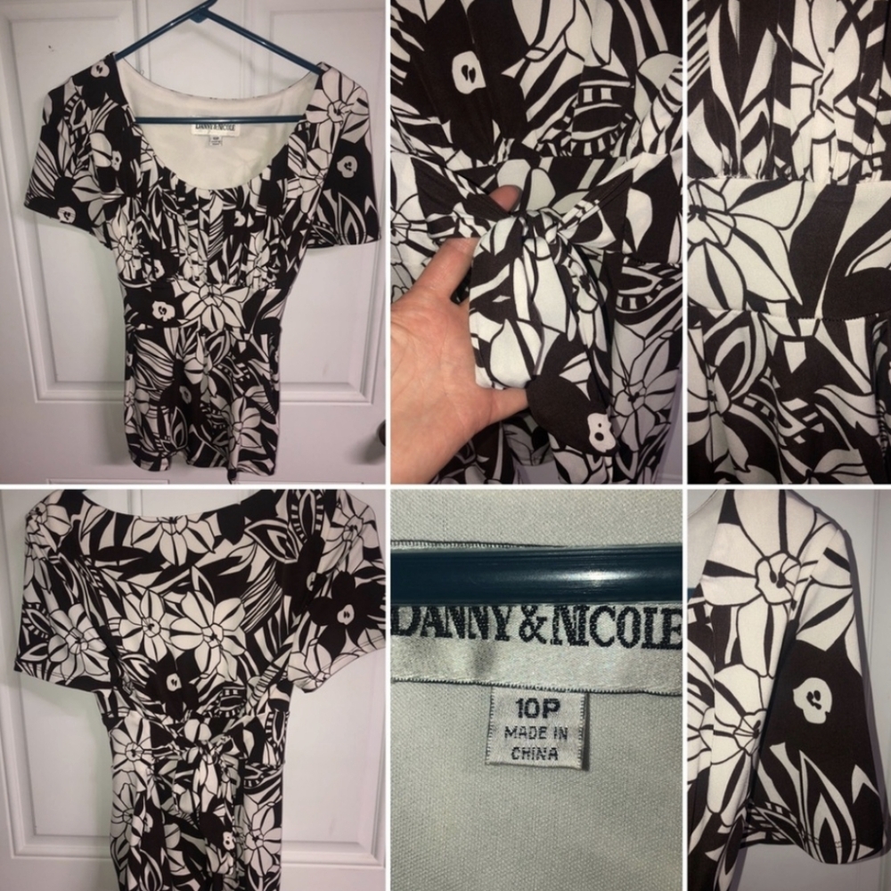 Danny & Nicole Women's Brown and White Floral Top Petite